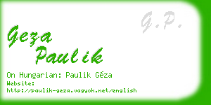 geza paulik business card